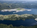 Aerial view of site and town